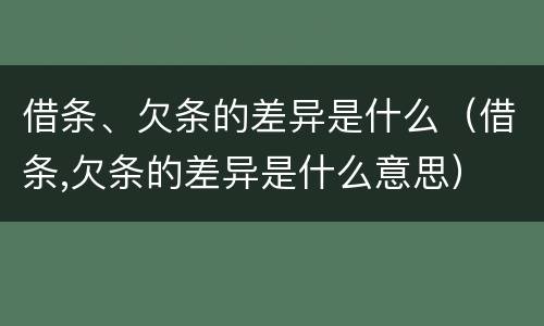 借条、欠条的差异是什么（借条,欠条的差异是什么意思）