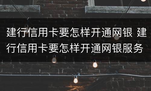 建行信用卡要怎样开通网银 建行信用卡要怎样开通网银服务