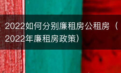2022如何分别廉租房公租房（2022年廉租房政策）