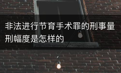 非法进行节育手术罪的刑事量刑幅度是怎样的