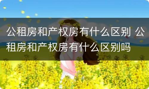 公租房和产权房有什么区别 公租房和产权房有什么区别吗