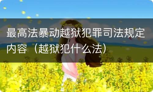 最高法暴动越狱犯罪司法规定内容（越狱犯什么法）
