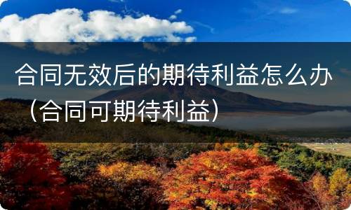合同无效后的期待利益怎么办（合同可期待利益）