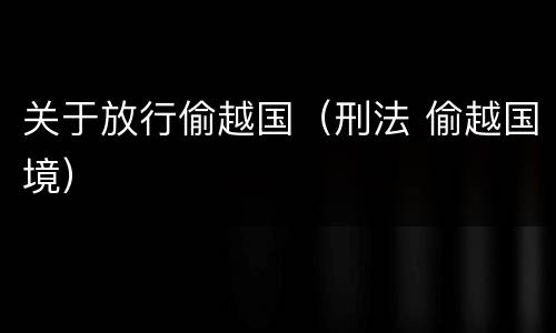关于放行偷越国（刑法 偷越国境）