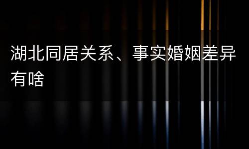湖北同居关系、事实婚姻差异有啥