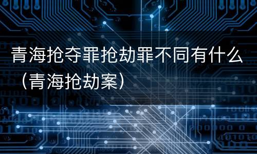 青海抢夺罪抢劫罪不同有什么（青海抢劫案）