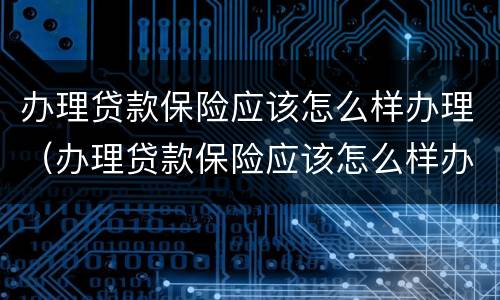 办理贷款保险应该怎么样办理（办理贷款保险应该怎么样办理好）