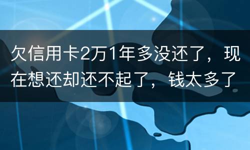 欠信用卡2万1年多没还了，现在想还却还不起了，钱太多了，会有什么后果