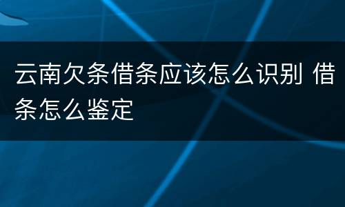 云南欠条借条应该怎么识别 借条怎么鉴定