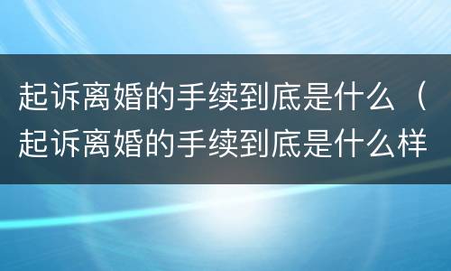 起诉离婚的手续到底是什么（起诉离婚的手续到底是什么样的）