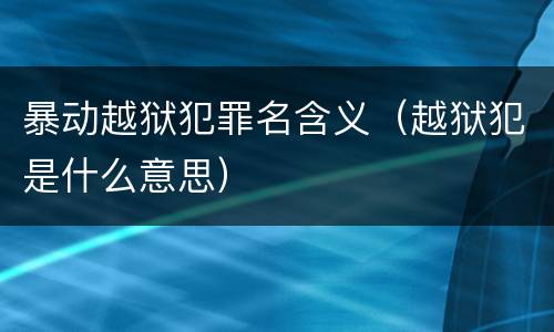 暴动越狱犯罪名含义（越狱犯是什么意思）