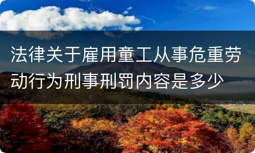 法律关于雇用童工从事危重劳动行为刑事刑罚内容是多少