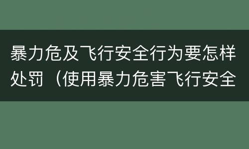 暴力危及飞行安全行为要怎样处罚（使用暴力危害飞行安全罪的主要特征）