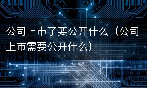 公司上市了要公开什么（公司上市需要公开什么）