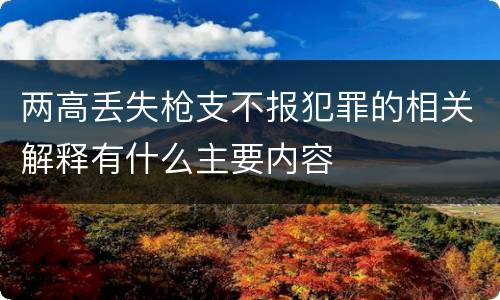 两高丢失枪支不报犯罪的相关解释有什么主要内容