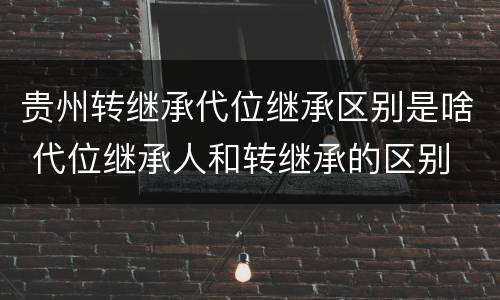 贵州转继承代位继承区别是啥 代位继承人和转继承的区别