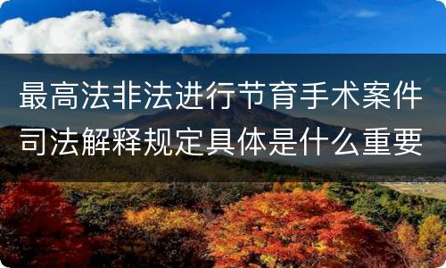 最高法非法进行节育手术案件司法解释规定具体是什么重要内容
