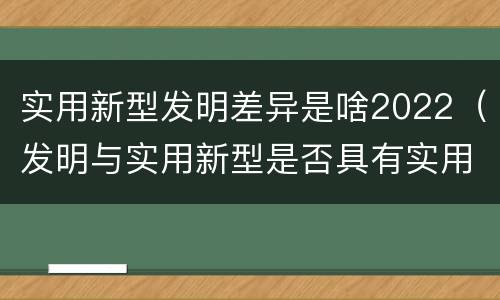 实用新型发明差异是啥2022（发明与实用新型是否具有实用性）