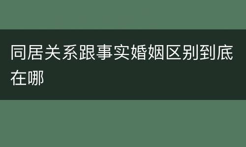 同居关系跟事实婚姻区别到底在哪