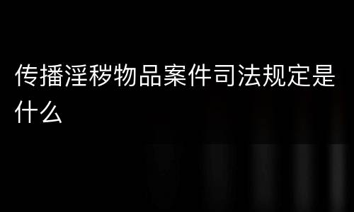 传播淫秽物品案件司法规定是什么
