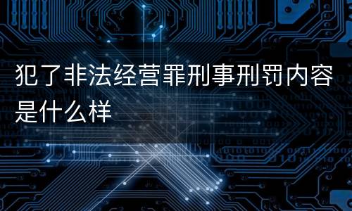 犯了非法经营罪刑事刑罚内容是什么样