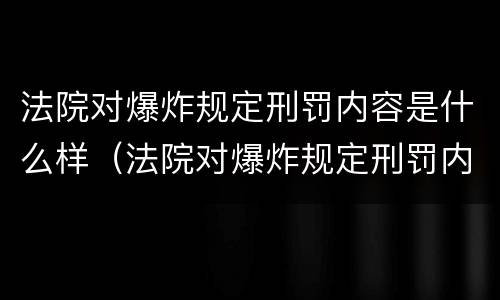 法院对爆炸规定刑罚内容是什么样（法院对爆炸规定刑罚内容是什么样子的）