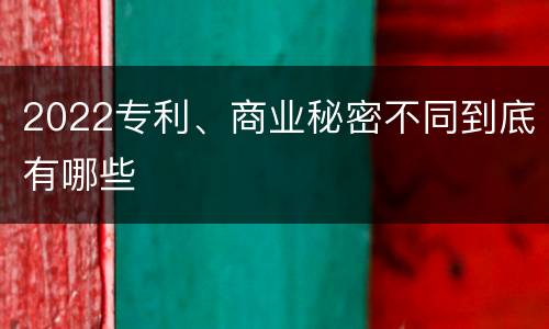 2022专利、商业秘密不同到底有哪些