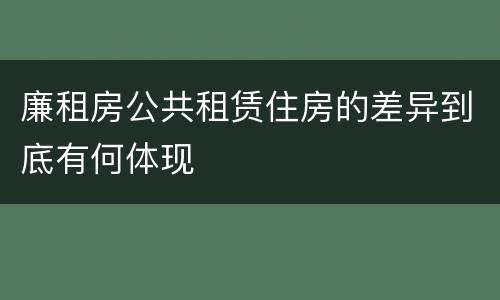 廉租房公共租赁住房的差异到底有何体现
