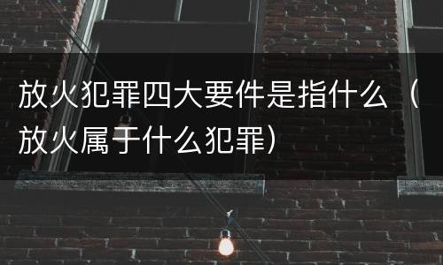 放火犯罪四大要件是指什么（放火属于什么犯罪）