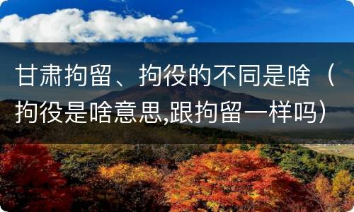 甘肃拘留、拘役的不同是啥（拘役是啥意思,跟拘留一样吗）