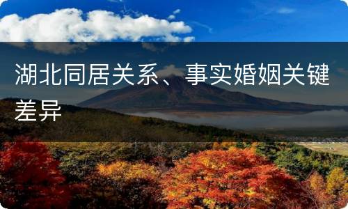 湖北同居关系、事实婚姻关键差异