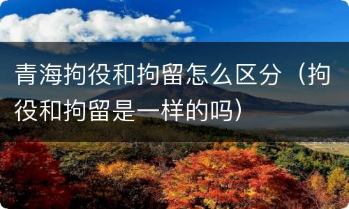 青海拘役和拘留怎么区分（拘役和拘留是一样的吗）