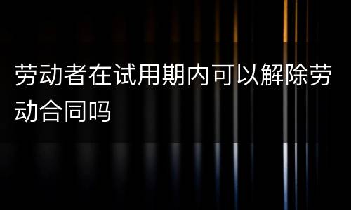 劳动者在试用期内可以解除劳动合同吗