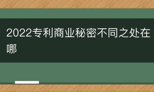 2022专利商业秘密不同之处在哪