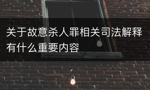 关于故意杀人罪相关司法解释有什么重要内容