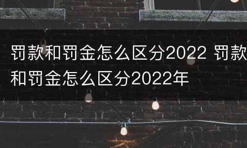 罚款和罚金怎么区分2022 罚款和罚金怎么区分2022年