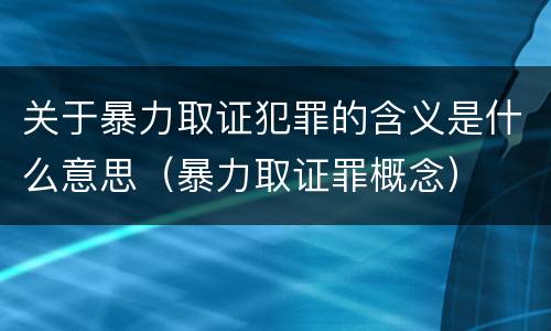 关于暴力取证犯罪的含义是什么意思（暴力取证罪概念）