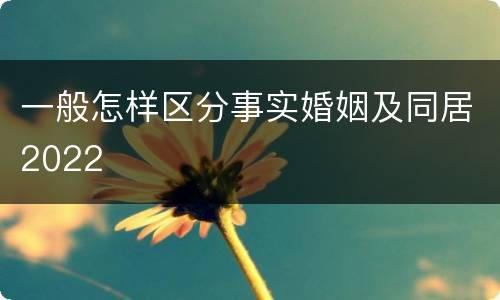 一般怎样区分事实婚姻及同居2022