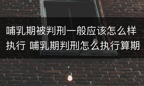 哺乳期被判刑一般应该怎么样执行 哺乳期判刑怎么执行算期限吗