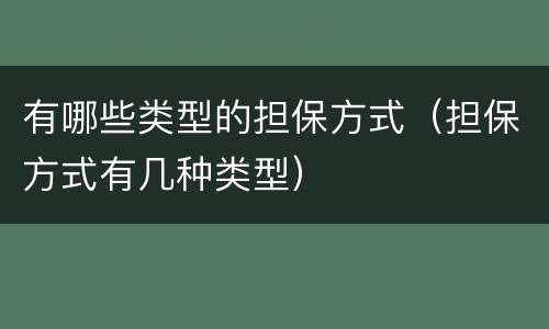有哪些类型的担保方式（担保方式有几种类型）