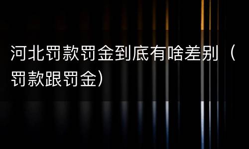 河北罚款罚金到底有啥差别（罚款跟罚金）