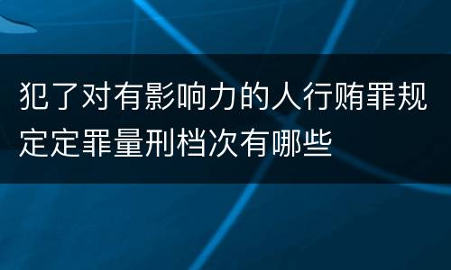 犯了对有影响力的人行贿罪规定定罪量刑档次有哪些