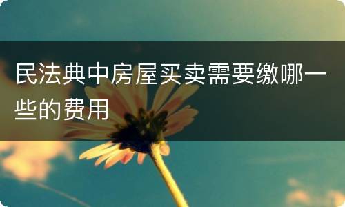 民法典中房屋买卖需要缴哪一些的费用
