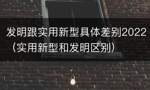 发明跟实用新型具体差别2022（实用新型和发明区别）