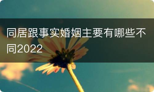 同居跟事实婚姻主要有哪些不同2022