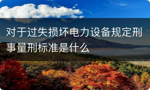 对于过失损坏电力设备规定刑事量刑标准是什么