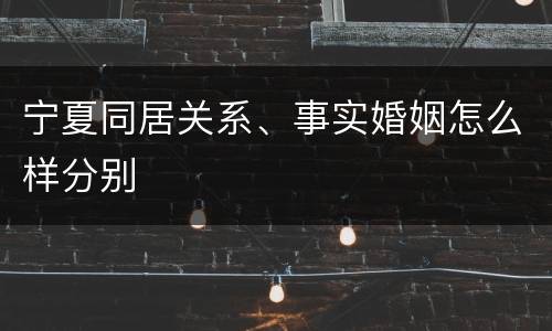 宁夏同居关系、事实婚姻怎么样分别