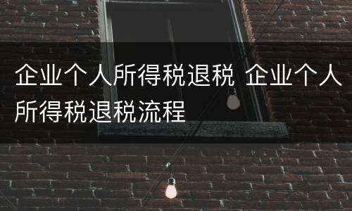企业个人所得税退税 企业个人所得税退税流程