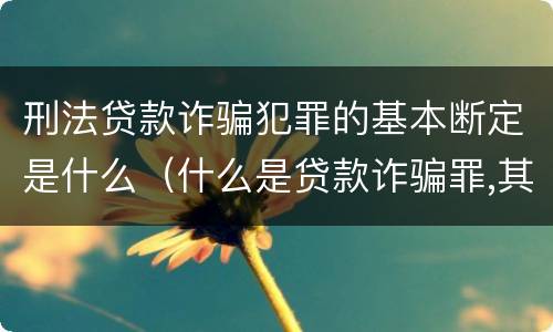 刑法贷款诈骗犯罪的基本断定是什么（什么是贷款诈骗罪,其犯罪构成是什么）