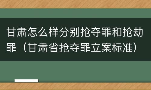 甘肃怎么样分别抢夺罪和抢劫罪（甘肃省抢夺罪立案标准）